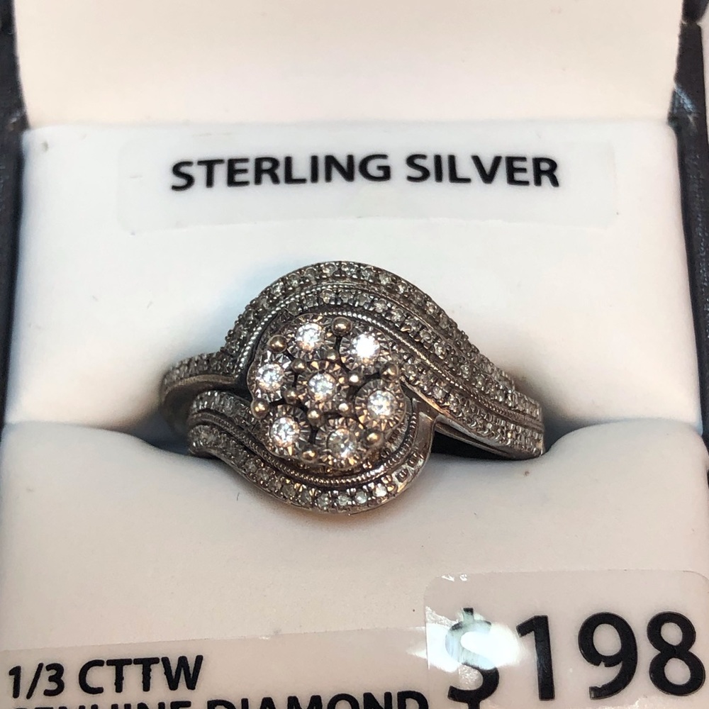 FOREVER BRIDE STERLING SILVER AND DIAMOND WEDDING BAND SET